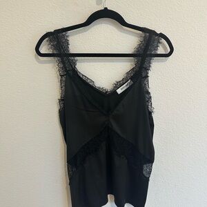 DO+BE Black Lace Trim Satin Camisole